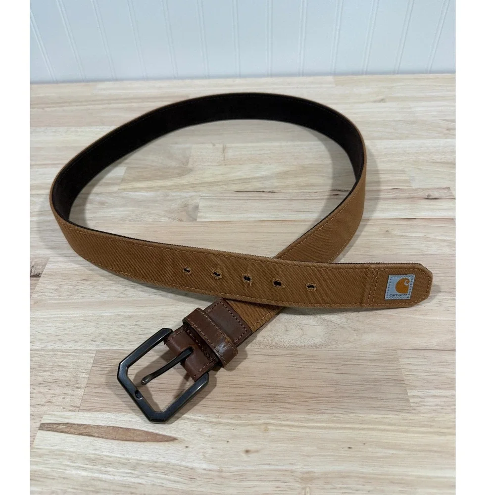 Carhartt Canvas Duck Belt Tan Brown Workwear Men Size 42